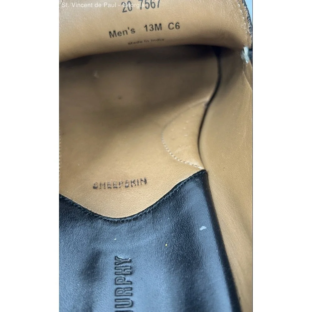 Johnston & Murphy Sheepskin Leather Black Solid Loafer Dress Shoe Men 13